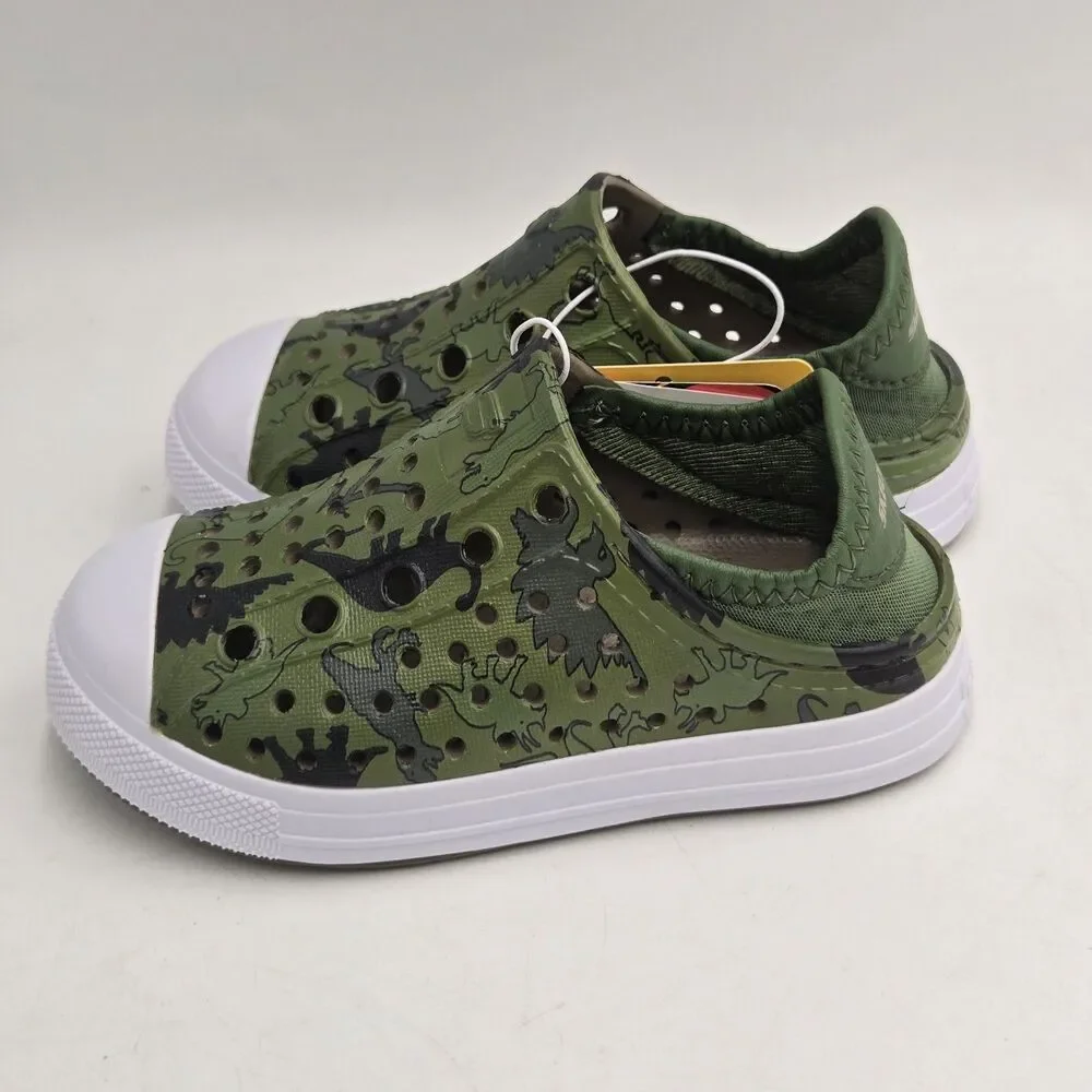 Skechers Foamies Toddler Size 8 Green Dinosaur Slip On Shoes NWT Sneakers